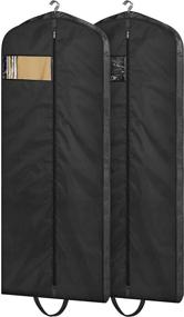 img 4 attached to 🧳 MISSLO 65" Gusseted Hanging Garment Bags for Travel - Water Resistant, Durable Fabric Dress Cover Storage with Trifold Handles - Protect Closet Gowns & Long Coats - 2 Packs, Black