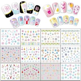 img 1 attached to 🎅 TailaiMei Christmas Nail Art Decals - 60 Sheets Water Transfer Winter Full Nail Wrap Decorations for Santa Claus, Snowflake, Snowman - 1028 Pcs Stickers Design