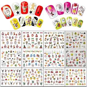 img 3 attached to 🎅 TailaiMei Christmas Nail Art Decals - 60 Sheets Water Transfer Winter Full Nail Wrap Decorations for Santa Claus, Snowflake, Snowman - 1028 Pcs Stickers Design