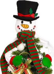 img 4 attached to 🎄 Snowman Tree Topper Hugger by JOYIN - Soft Plush Snowman Head Tree Hugger for Xmas Decorations and Ornaments