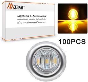 img 3 attached to 🚦 Pack of 100 Meerkatt Mini Clear Lens Amber LED Clearance Lamp Round Indicator Side Marker Lights Waterproof with Chrome Ring 3/4 Inch for Van Truck Trailer Pickup ATV 12V DC 2835 SMD 3led