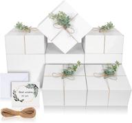 🎁 белая подарочная коробка cotopher 8x8x4 дюйма - элегантные бумажные подарочные коробки для всех случаев, упаковка из 12 штук - предложение подружкам невесты, день рождения, рождество, свадьба, вечеринка, подарки гостям и многое другое! логотип
