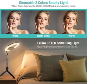 img 2 attached to TYCKA 5'' LED Selfie Ring Light: Portable Beauty Light for Live Streaming, Makeup, YouTube, TikTok – Bluetooth-enabled Handheld Ring Light for Outdoor Shooting – Dimmable 3 Colors