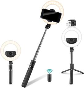 img 4 attached to TYCKA 5'' LED Selfie Ring Light: Portable Beauty Light for Live Streaming, Makeup, YouTube, TikTok – Bluetooth-enabled Handheld Ring Light for Outdoor Shooting – Dimmable 3 Colors