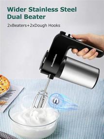 img 2 attached to 🍰 6-Speed Electric Hand Mixers: Powerful 250W Handheld Mixer with Dough Hooks and Beaters for Baking, Cookies, and More!