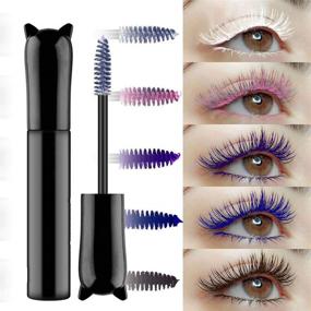 img 4 attached to 💄 Kisshine Colorful Mascara - 5 Color Rainbow Fiber Mascara: Charming, Long-lasting, Thick & Long Eyelash Waterproof and Smudge-Proof Eyes Makeup Gift For Women and Girls - Pack of 1 (B-White)