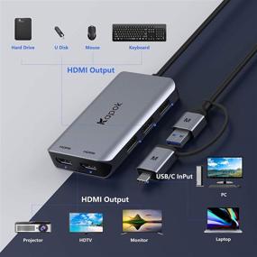 img 1 attached to 🔌 USB to Dual HDMI Adapter: Efficient Dual Display Solution for MacBook Pro/Air, Surface Pro/Go, Chromebook, Thinkpad/Yoga, etc.