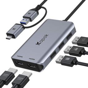 img 4 attached to 🔌 USB to Dual HDMI Adapter: Efficient Dual Display Solution for MacBook Pro/Air, Surface Pro/Go, Chromebook, Thinkpad/Yoga, etc.