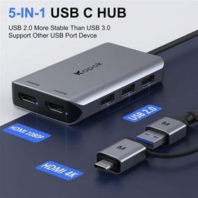 img 2 attached to 🔌 USB to Dual HDMI Adapter: Efficient Dual Display Solution for MacBook Pro/Air, Surface Pro/Go, Chromebook, Thinkpad/Yoga, etc.
