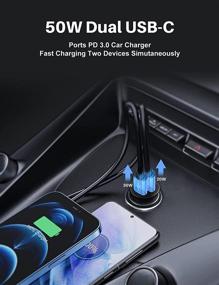 img 3 attached to Gubeter USB C Car Charger - 50W Fast Charger Adapter with Power Delivery for iPhone/iPad/Airpods. Mini Dual PD 3.0 Port Cigarette Lighter Type C Rapid Car Charging - Compatible with iPhone12/11 Pro/8, Galaxy S21/S20/S10.