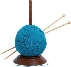 img 3 attached to 🧶 Handmade Ash-Tree Yarn Holder for Crochet by Laborwood - Extra Large 6x11 inch, Metallic Twirling Mechanism, Yarn Accessories Included (Max, Chestnut)