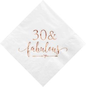 img 4 attached to Crisky 30 and Fabulous Rose Gold Cocktail Napkins: Perfect 30th Birthday Decorations & Table Supplies, 50Pcs, 3-Ply