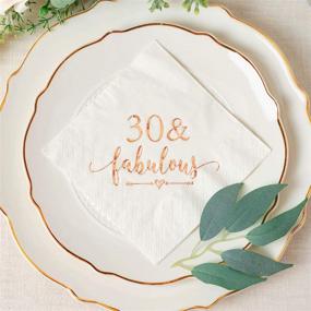 img 3 attached to Crisky 30 and Fabulous Rose Gold Cocktail Napkins: Perfect 30th Birthday Decorations & Table Supplies, 50Pcs, 3-Ply