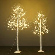 🎄 5 and 6 feet christmas decorations lighted birch tree combo pack of 2 – warm white led fairy tree lights for thanksgiving, home, wedding, party, holiday xmas décor logo
