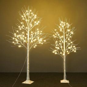 img 4 attached to 🎄 5 and 6 Feet Christmas Decorations Lighted Birch Tree Combo Pack of 2 – Warm White LED Fairy Tree Lights for Thanksgiving, Home, Wedding, Party, Holiday Xmas Décor