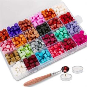 img 4 attached to 🔥 Premium 624PCS Sealing Wax Beads with Tea Candles & Wax Melting Spoon - 24 Color Set