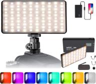 🌈 rgb led video lights: high-quality camera lighting mini pocket light with colorful 360° illumination, cri95+ and dimmable 2500k-8500k - perfect for vlog youtube videos - rechargeable and durable aluminum alloy body logo