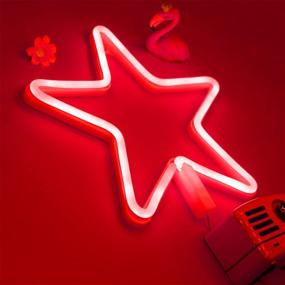 img 3 attached to USB/Battery Operated LED Star Neon Light Décor for Christmas, Halloween, Home, Kids Room, Bar, Festive Party, Wedding - Red