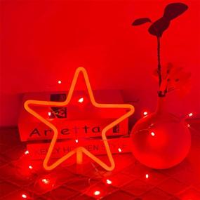 img 1 attached to USB/Battery Operated LED Star Neon Light Décor for Christmas, Halloween, Home, Kids Room, Bar, Festive Party, Wedding - Red