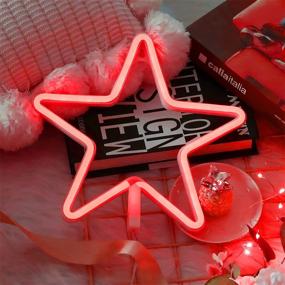 img 2 attached to USB/Battery Operated LED Star Neon Light Décor for Christmas, Halloween, Home, Kids Room, Bar, Festive Party, Wedding - Red