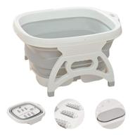 🌿 collapsible foot soaking bath basin: callus remover, massage rollers | foldable foot bath tub, pedicure soak (grey) logo