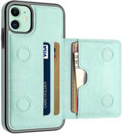 📱 lakibeibi iphone 11 case with card holders, lightweight slim leather wallet case – flip folio magnetic lock protection for apple iphone 11 6.1 inch (2019), mint logo