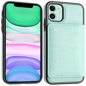 img 3 attached to 📱 LakiBeibi iPhone 11 Case with Card Holders, Lightweight Slim Leather Wallet Case – Flip Folio Magnetic Lock Protection for Apple iPhone 11 6.1 Inch (2019), Mint