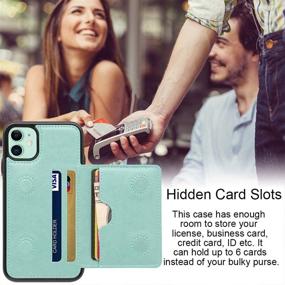 img 2 attached to 📱 LakiBeibi iPhone 11 Case with Card Holders, Lightweight Slim Leather Wallet Case – Flip Folio Magnetic Lock Protection for Apple iPhone 11 6.1 Inch (2019), Mint