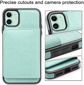 img 1 attached to 📱 LakiBeibi iPhone 11 Case with Card Holders, Lightweight Slim Leather Wallet Case – Flip Folio Magnetic Lock Protection for Apple iPhone 11 6.1 Inch (2019), Mint