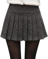 👗 chic and comfy: chouyatou women's casual plaid high waist a-line wool pleated short skirt logo