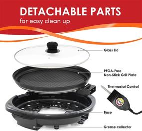 img 2 attached to Maxi-Matic Smokeless Indoor Electric BBQ Grill: Glass Lid, Dishwasher Safe, Nonstick, Adjustable Temperature - Fast Heat Up for Low-Fat, Easy to Clean Meals!