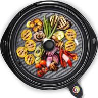 maxi-matic smokeless indoor electric bbq grill: glass lid, dishwasher safe, nonstick, adjustable temperature - fast heat up for low-fat, easy to clean meals! logo