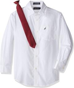 img 3 attached to Nautica Boys' Clothing: Poplin Dress Shirt - Stylish and Sleek!