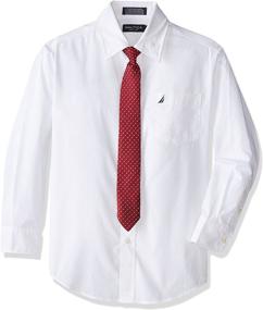 img 4 attached to Nautica Boys' Clothing: Poplin Dress Shirt - Stylish and Sleek!