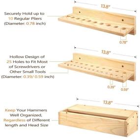 img 2 attached to 🛠️ Деревянные органайзеры и хранилища для ручных инструментов, крепящиеся к стене - органайзер для отверток "Степстолл", держатель для пассатижей, стойка для молотка, идеально подходит для гаража, мастерской, верстака - набор из 3 штук.