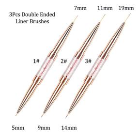 img 3 attached to BQAN 3 Pcs Nail Art Liner Brushes: Enhance Nail Art Design with Double-Ended Brushes (5mm/7mm, 9mm/11mm, 14mm/19mm) in Stunning Gold Finish