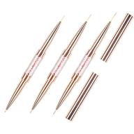 bqan 3 pcs nail art liner brushes: enhance nail art design with double-ended brushes (5mm/7mm, 9mm/11mm, 14mm/19mm) in stunning gold finish logo