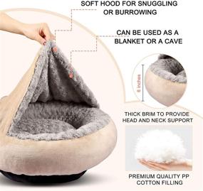 img 3 attached to 🐶 GASUR Cozy Cuddler Small Dog and Cat Bed - Round Donut Calming Anti-Anxiety Cave Hooded Blanket Pet Bed - Luxury Orthopedic Cushion Beds, Ideal for Indoor Kitty or Puppy - Warmth and Machine Washable - 23 inch