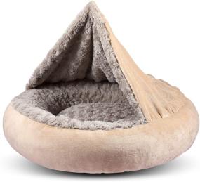 img 4 attached to 🐶 GASUR Cozy Cuddler Small Dog and Cat Bed - Round Donut Calming Anti-Anxiety Cave Hooded Blanket Pet Bed - Luxury Orthopedic Cushion Beds, Ideal for Indoor Kitty or Puppy - Warmth and Machine Washable - 23 inch