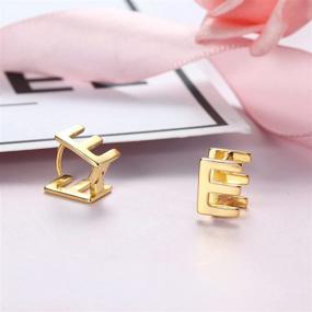 img 2 attached to 💎 Jewenova 925 Sterling Silver Initial Stud Earrings for Women Girls | 18K Gold Plated 26 Letters A-Z Alphabet Jewelry