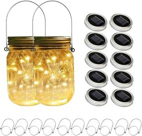 img 4 attached to 🌞 Enhance Your Outdoor Space with 10 Pack Solar Mason Jar Lights - 30 LED Warm White Fairy String Lights Lids - Perfect for Patio, Yard, Garden, Parties, Weddings, and Christmas Decorative Lighting - Fits Regular Mouth Jars (Jars Not Included)