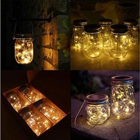 img 3 attached to 🌞 Enhance Your Outdoor Space with 10 Pack Solar Mason Jar Lights - 30 LED Warm White Fairy String Lights Lids - Perfect for Patio, Yard, Garden, Parties, Weddings, and Christmas Decorative Lighting - Fits Regular Mouth Jars (Jars Not Included)