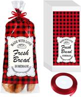 100 pieces large clear christmas bread bags with red buffalo plaid design, includes 1 roll of tie ribbon – 18 x 8 inch transparent grocery plastic bags for homemade bread, perfect for daily use логотип