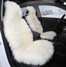 img 3 attached to 🐑 Premium Long Wool Sheepskin Car Seat Cover - Fits Most Car, Truck, SUV, or Van - Genuine Australia Sheepskin - Graceful White Luxury Design - 1 Piece