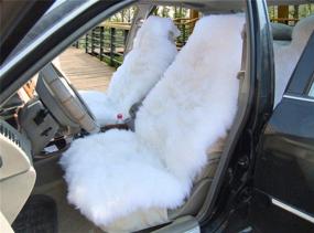 img 4 attached to 🐑 Premium Long Wool Sheepskin Car Seat Cover - Fits Most Car, Truck, SUV, or Van - Genuine Australia Sheepskin - Graceful White Luxury Design - 1 Piece