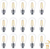 brightech ambience pro led outdoor string lights - 15 pack, dimmable bulb (2w, warm white, 2500k), energy efficient, e26 base, edison-inspired exposed filaments logo