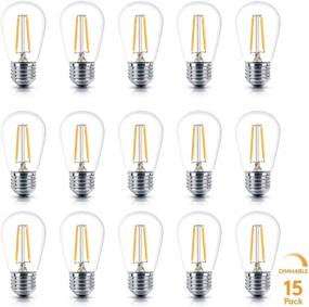 img 4 attached to Brightech Ambience PRO LED Outdoor String Lights - 15 Pack, Dimmable Bulb (2W, Warm White, 2500K), Energy Efficient, E26 Base, Edison-Inspired Exposed Filaments