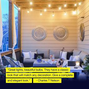 img 2 attached to Brightech Ambience PRO LED Outdoor String Lights - 15 Pack, Dimmable Bulb (2W, Warm White, 2500K), Energy Efficient, E26 Base, Edison-Inspired Exposed Filaments