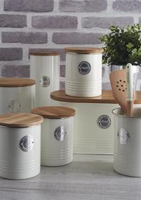 img 3 attached to 🍪 Typhoon Living Utensil Pot and Airtight Biscuit/Cookie Storage Canister Set with Bamboo Lid - Cream, Pack of 2