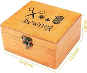 img 3 attached to Универсальная деревянная швейная коробка с аксессуарами для взрослых - домашний набор для начинающих швейных работ для женщин и мужчин.